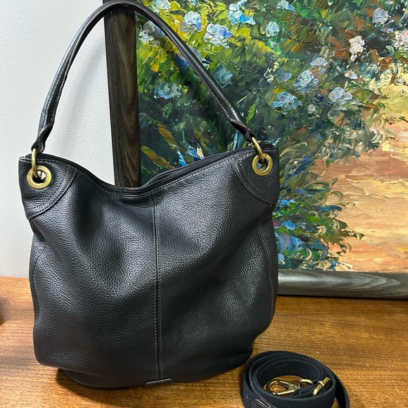 Fossil Karli Black Pebbled Leather Satchel/ Shoulder/Crossbody Large Bag - Picture 2 of 8
